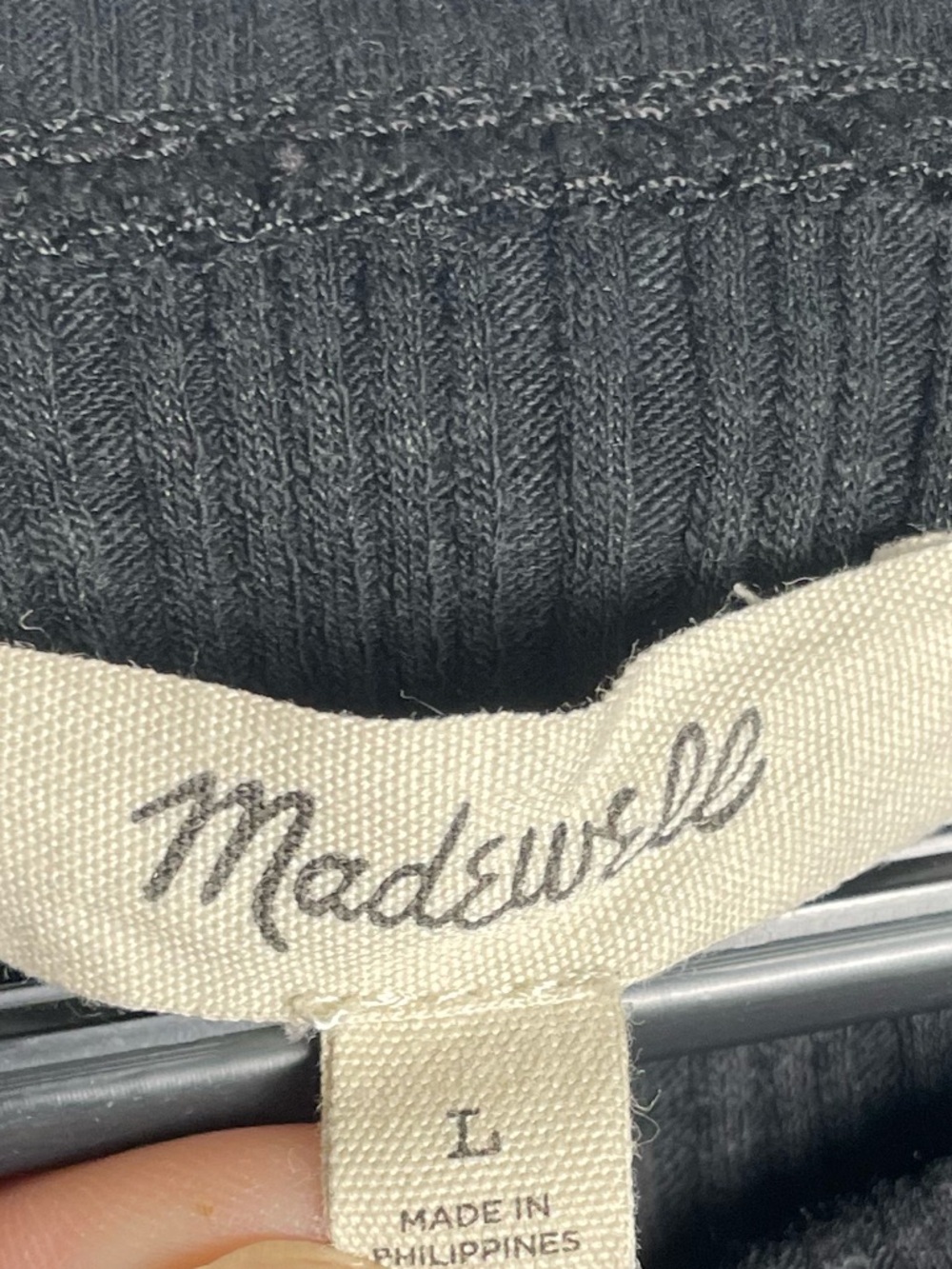Madewell Black Ribbed Button-Front Short Sleeve Top - Picture 4 of 6
